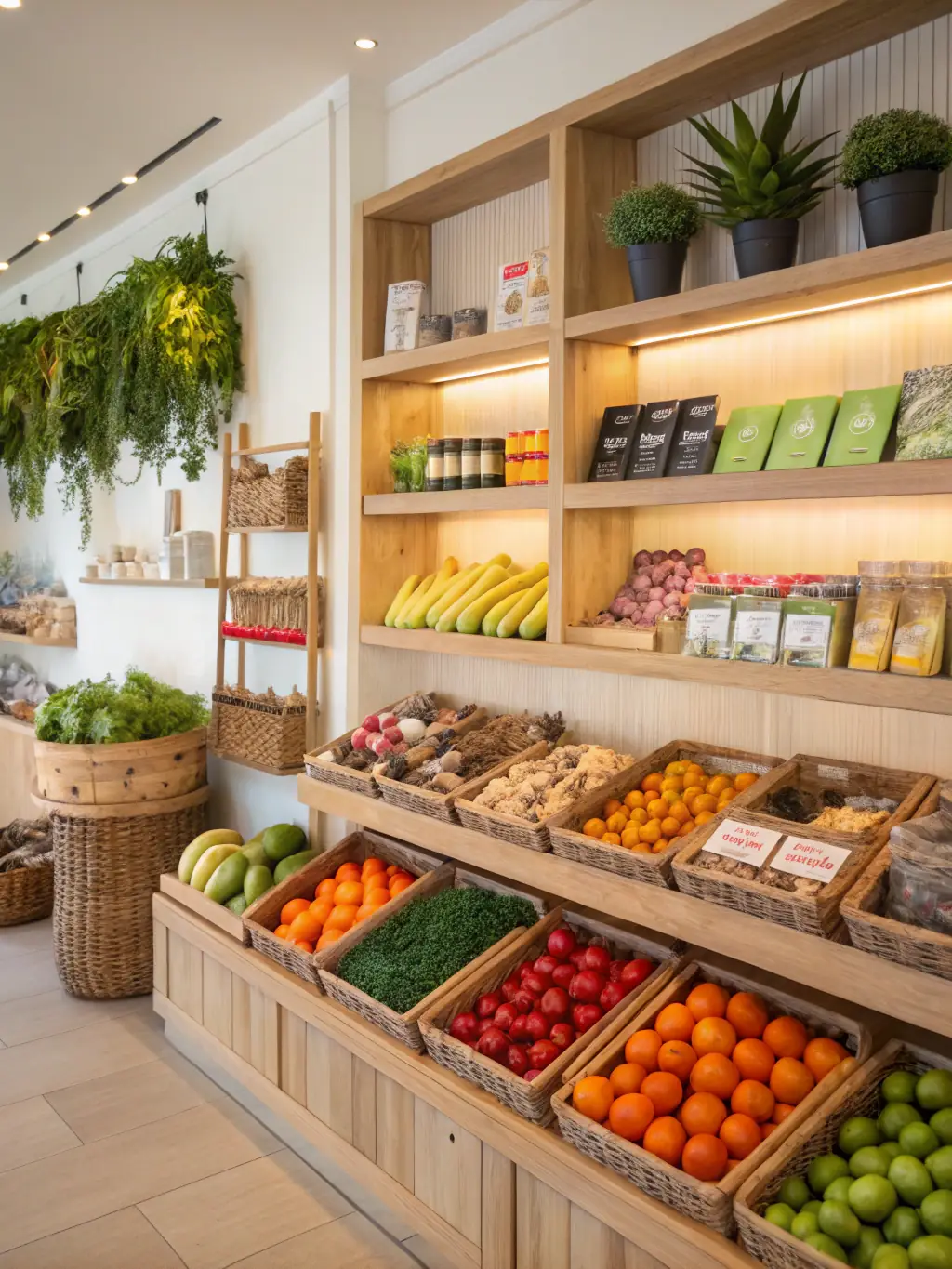 A colorful image of fresh produce and organic products inside Sacramento Organic Market, highlighting its commitment to sustainable shopping, as featured on The Spotlight Marketing's EDDM postcard.
